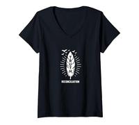 Native American Orange Day Truth & Reconciliation V-Neck T-Shirt, Women, Black, M