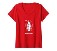 Native American Orange Day Truth & Reconciliation V-Neck T-Shirt, Women, Red, L
