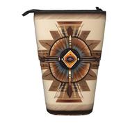 Native American Painting Expandable Stand Pencil Pouch, Multi-Design Oxford Fabric, Adjustable Height, Multi-Use Cosmetic Bag
