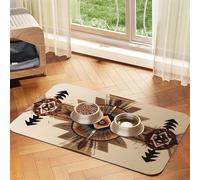Native American Painting Pet Absorbent Leather Placemat 40x60cm Beautiful Design Cat and Dog Bowl Mat Portable Storage