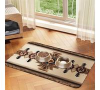 Native American Painting Pet absorbent leather tablecloth Pet bowl mat suitable for dogs or cats