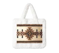 Native American Painting Plush Handbag: Ladies Fluffy Shoulder Bag - Autumn/Winter Tote Crossbody bag, Coin Pouch Wallet