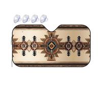 Native American Painting Small Car Windshield Sunshade - Quick Cooling in The car in Summer, Portable Storage Sunshade
