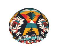 Native American Pattern Print Bath Hair Cover For Women Reusable Double Waterproof Layers Shower Caps For Women Ladies
