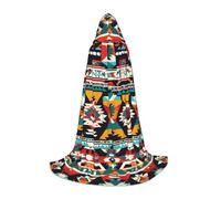 Native American Pattern Print Hooded Cloak Teens Kids Adults Halloween Gothic Variety Carnival Cosplay Costume