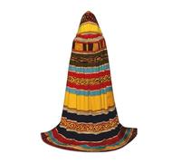 Native American Pattern Print Hooded Robe Adult Wizard Robes Monk Priest Cloak Halloween Cosplay Knight Hood Cape, Black, Medium