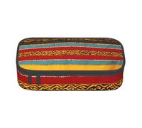 Native American Pattern Print large capacity pencil case,multi compartment stationery box organizer, Black, One Size, Print