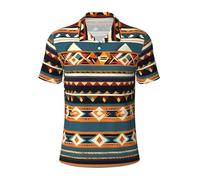 Native American Pattern Print Polo Shirts for Men, Short Sleeve Polo T-Shirt, Moisture Wicking Athletic Mens Casual Shirts, Black, 3XL