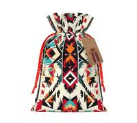 Native American Pattern Print Reusable Gift Bags,Drawstring Gift Bags For Jewelry And Gifts,For Festive Occasions