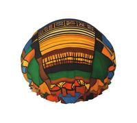 Native American Pattern Print Reusable Shower Cap For Women Shower Caps With Double-Layer Elastic For Long Hair Bath