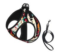 Native American Pattern Print Step in Dog Harness and Leash Set,Mesh Pet Vest Harness for Small Dogs and Cats