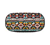 Native American Pattern Print Unisex Pencil Case Pouch - Compact Design for Pencils, Small Items - Double-Headed Zipper