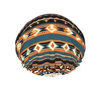 Native American Pattern Printed Reusable Bathing Cap, Dual Layer Hair Cover For Long Thick Hair, 10.6in Headgear