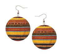 Native American Pattern Printed Round Earrings For Women, 1 Pair Lightweight Leather Pierced Earrings Set Trendy Jewelry Gifts For Women Girls