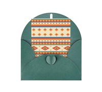 Native American Patterned Dark Green holiday cards, thank you cards for anniversaries and birthdays
