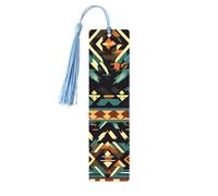 Native American Patterns 5 Pc Artistic Bookmark Set for Women, Tassel Wooden Bookmarks Study Supplies