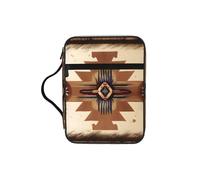 Native American Patterns Bible Study Tote Bag with Handles-Water-Resistant Organizer for Church Travel, Pen Holder Tablet Pocket Journal Cover Case