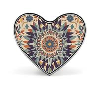 Native American Patterns Button Pin Heart Shape Alloy Lapel Pins Badges Novelty Funny Enamel Pins Personalized Pinback Button Badges Cute Heart Brooche for Jackets Bags