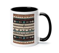 Native American Patterns Ceramic Coffee Mug with Handle 11 Ounces, Porcelain Mug Coffee Cup Tea Mug Water Cup Ideal for Coffee,Tea,Latte,Cappuccino,Microwave & Dishwasher Safe Unique Gift Cup