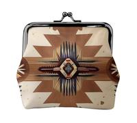Native American Patterns Coin Purse-Leather Kiss Lock Wallet Small Clutch