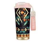 Native American Patterns Double Wall Stainless Steel Vacuum Insulated Travel Mug with Splash-Proof Lid Perfect for Camping & On-The-Go