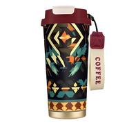 Native American Patterns Double Wall Stainless Steel Vacuum Insulated Travel Mug with Splash-Proof Lid Perfect for Camping & On-The-Go