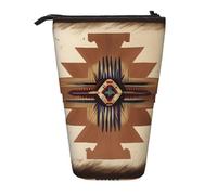 Native American Patterns Expandable Stand Pencil Pouch, Multi-Design Oxford Fabric, Adjustable Height, Multi-Use Cosmetic Bag