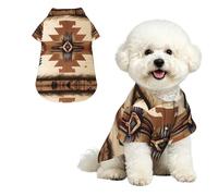 Native American Patterns L Pet Hawaiian Shirt for Small Dogs-Cute Summer Beach Outfit for Puppy, Soft Breathable Cat Clothes with Buttons