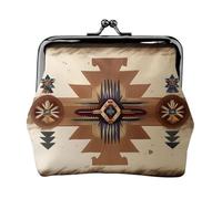 Native American Patterns Leather Coin Purse for Women-Small Kiss Lock Wallet, Mini Card Holder for Keys Lipstick, Cute Change Purse for Travel