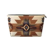 Native American Patterns Leather Toiletry Travel Bag-Waterproof Cosmetic Pouch for Women, Large Capacity Makeup Organiser with Zip for Toiletries