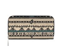 Native American Patterns Leather Wallet For Women Girl, Zip Around Credit Card Holder Long Pu Wallet Clutch Purse Waterproof Travel Handbag