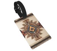 Native American Patterns Luggage Tags for Suitcases - Durable PVC ID Tags with Detachable Straps for Travel, Backpack, Golf Bag, Anti-Loss