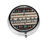 Native American Patterns Pill Case with Mirror Retro 3 Compartment Pill Box Small Pill Organizer for Purse or Pocket Decorative Metal Medicine Vitamin Organizer Unique Gifts