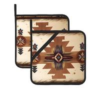 Native American Patterns Pot Holders Set of 2 Printed Heat Resistant Kitchen Potholders for Safe and Stylish Cooking Baking and Grilling Gifts for Women