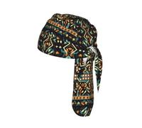 Native American Patterns Print Cycling Skull Cover Moisture Wicking Headwrap Under Helmet Tie Back Modern Beanie 22-24 In