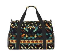 Native American Patterns Print Functional Travel Tote Ample Space Travel Bag Foldable Carry On Tote for Weekender
