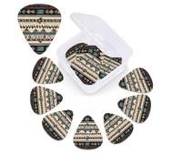 Native American Patterns Print Guitar Picks 12 Pack Guitar Plectrums with Storage Box Bass Picks For Acoustic Guitar Bass Electric Ukulele Includes 0.46mm, 0.71mm, 0.96mm