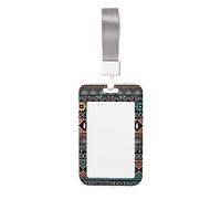 Native American Patterns Print Id Badge Holder Sliding Card Holder Vertical Card Protector Cover Case Teacher Lanyard for Office Women Men