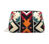 Native American Patterns Print Leather Makeup ba Leather Makeup Bag - Stylish Travel & Toiletry Companion