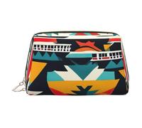 Native American Patterns Print Leather Makeup ba Leather Makeup Bag - Stylish Travel & Toiletry Companion