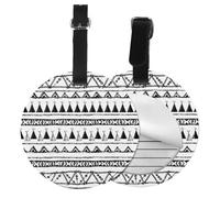 Native American Patterns Print Round Luggage Tag 10 Cm, Pu Leather Suitcase Label, Luggage Tags for Cruise Ships Suitcase Tags Beach Malibu Print Privacy Cover Id Label