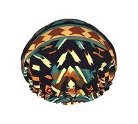 Native American Patterns Print Shower Cap For Women Lightweight Reusable Softdouble Waterproof Layers Leakproof.