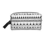 Native American Patterns Printed Double Sided Storage Bag, Large Makeup Pouch with Black Lining for Travel and Home