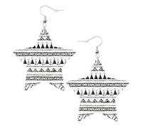 Native American Patterns Printed Leather Pierced Earring Set, 1 Pair Lightweight Bohemian Earrings Birthday Party Jewelry Gifts For Women