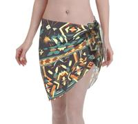Native American Patterns Printing Women'S Summer Sarong Coverups Beach Wrap Sheer Bikini Wraps Cover Ups Suitable Beach Swiming