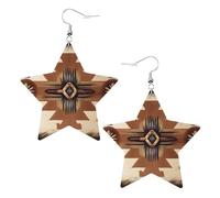 Native American Patterns Prints Leather star earrings Pendant Stylish and beautiful Lightweight Dangle for Women Girls