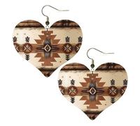 Native American Patterns Prints Stylish Heart-Shaped Earrings Lightweight Women'S Accessories Perfect For Parties And Valentine'S Day.