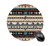 Native American Patterns Round Mouse Pad, Non-Slip Rubber Base Waterproof Washable, Computer Mouse Mat for Office Gaming Studying, Premium-Textured Durable Portable Circle Mousepad for Desktop PC Note
