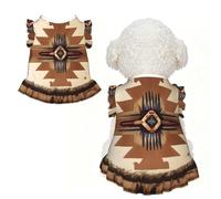 Native American Patterns Ruffle Dog Dress Frilly Sleeveless Breathable Summer Party for Small Dogs Cats S