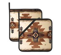 Native American Patterns Set Of 2 Pot Holders, Kitchen Potholder Set, 8 X 8 Inches, &Perfect For Everyday Baking And Cooking.